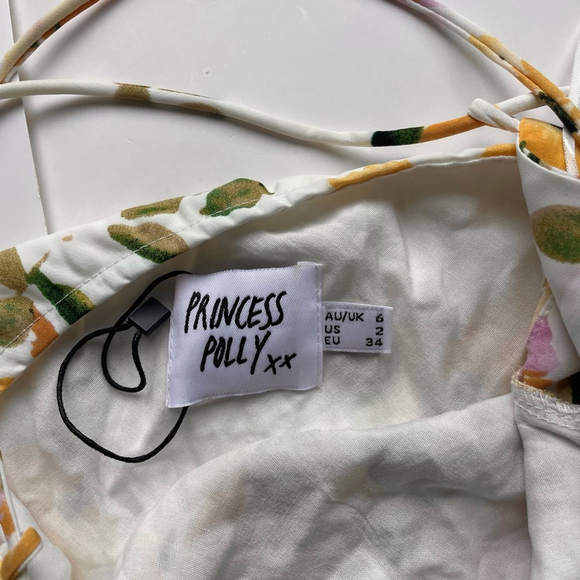 Princess Polly Yellow Floral Maxi Dress Open Back Tie Strap Slip Dress Size 2 - Picture 8 of 10